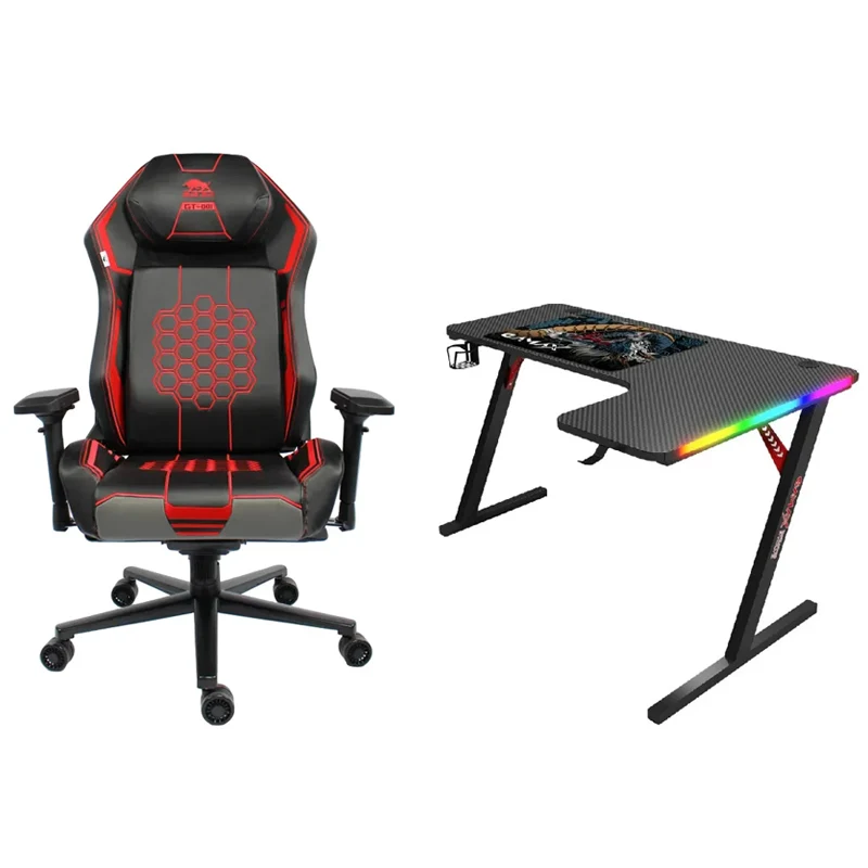 [510356+UMGCR1122] Black Bull Super Pro Gaming Chair with Gamax P202-RB RGB Carbon Fiber Gaming Table