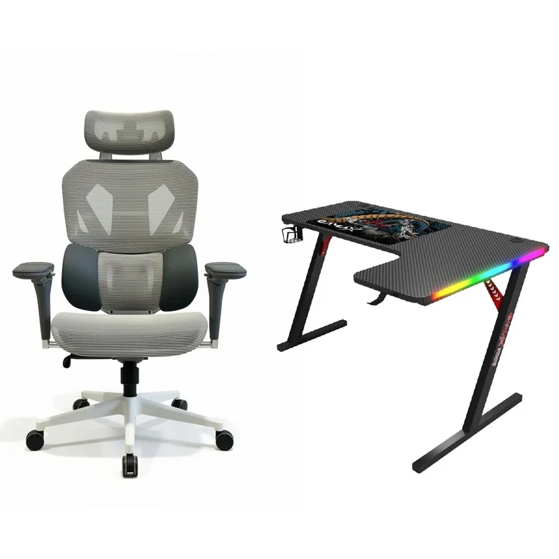 [510356+511295] Sades Phoenix Adjustable Mesh Gaming Chair with Gamax RGB Carbon Fiber Gaming Table