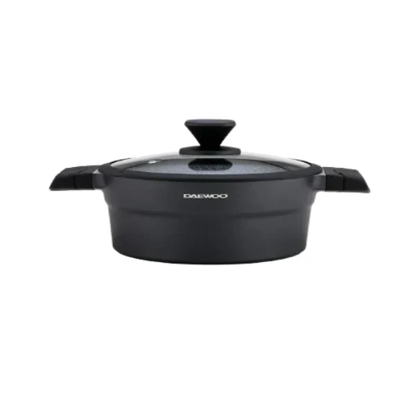 [DCC 280S-BL] Daewoo 28 cm Shallow Granite Casserole with Lid - Black/Gray