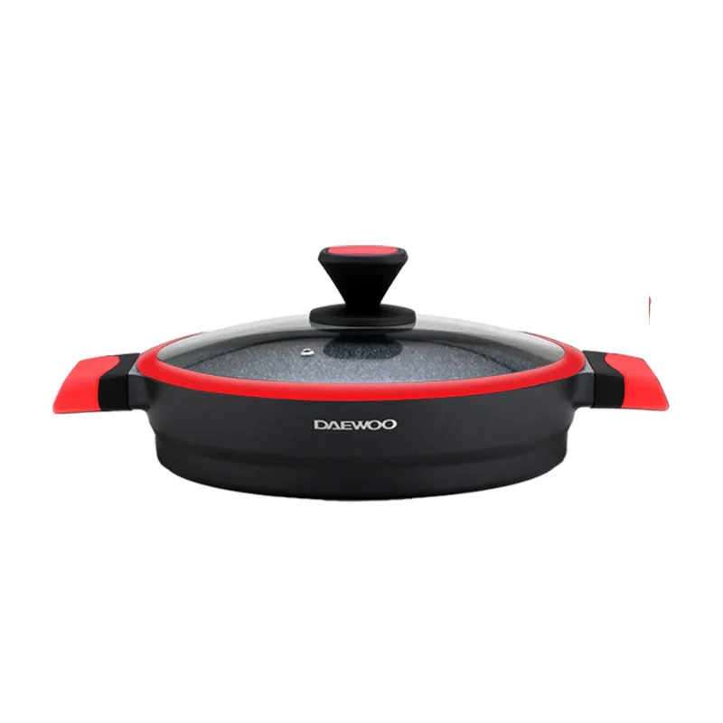 [DCC 280S] Daewoo 28 cm Shallow Granite Casserole with Lid - Red/Black