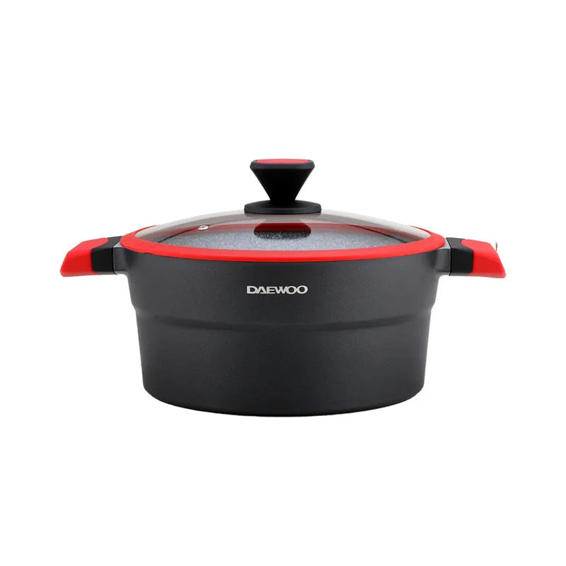 Daewoo 32cm Die-Cast Aluminum Non-Stick Pot with Lid – Granite Coating, Induction Compatible