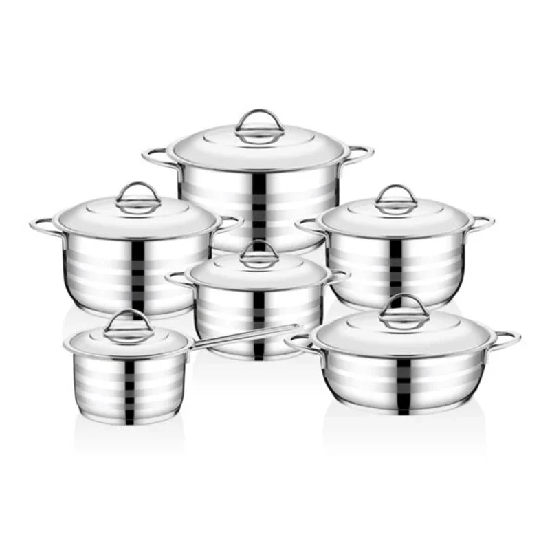 [44365] OMS Stainless Steel Cookware - Set Of 12 Pcs