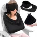 Sleep cocoon 3 in 1 Travel Neck Pillow Headrest with Eye Mask Adjustable Airplane Sleep Mask for Long Flight Comfort Support
