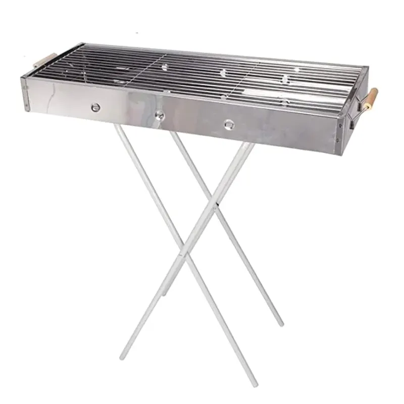 KKF Foldable Portable Barbecue Grill with Chrome-Plated Stand for Camping, Picnics, Outings & Vacations