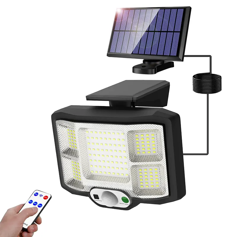 [53-JD2096A] KKF Solar-Powered LED Security Wall Light with Motion Sensor & Remote Control, 120° Wide-Angle Detection, 20㎡ Illumination Coverage & Waterproof Design for Outdoor Use