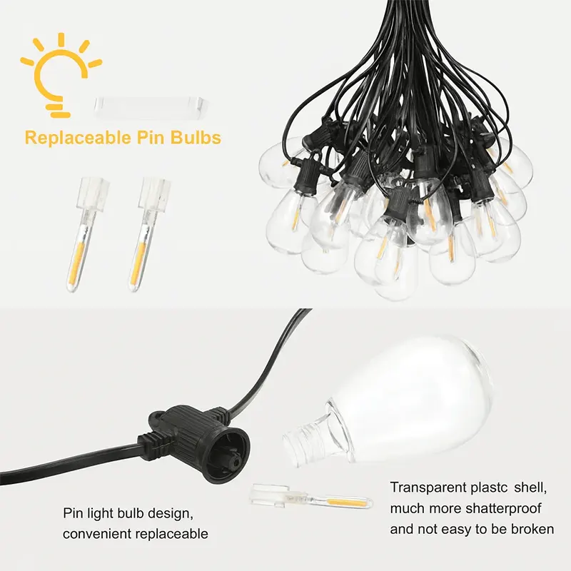 [53-4049] KKF Solar-Powered Decorative String Lights, 6.5m with 10 Bulbs, 8 Lighting Modes & Controller, IP44 Waterproof Outdoor Lighting for Garden, Patio, Parties & Events