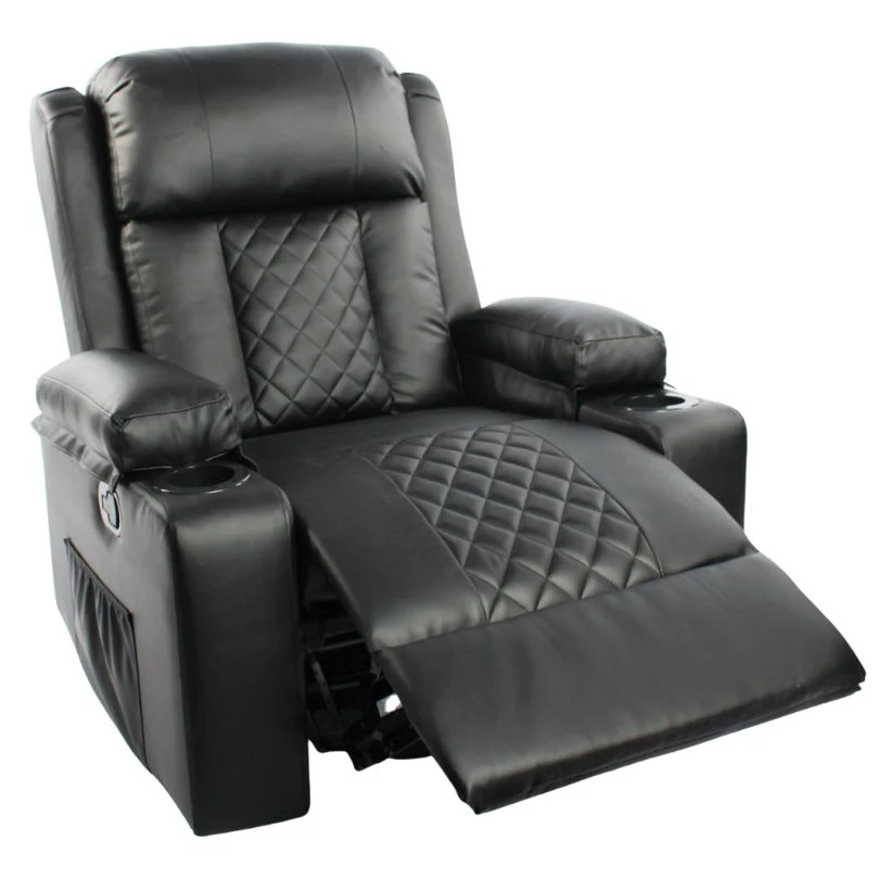 Black Bull Premium Sofa Swivel Rocker Recliner Size (H:107 W: 86 cm) Assembly not included – PU Black (Free Delivery)