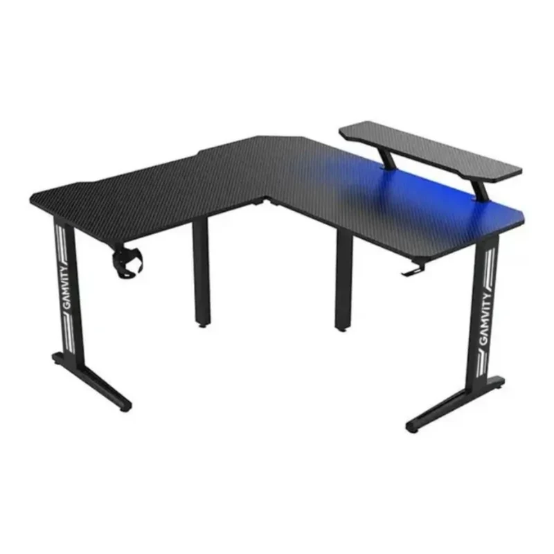 [35039] Gamvity Gaming Corner Modern L-Shaped Computer Desk (140/130×60×73cm) - Black