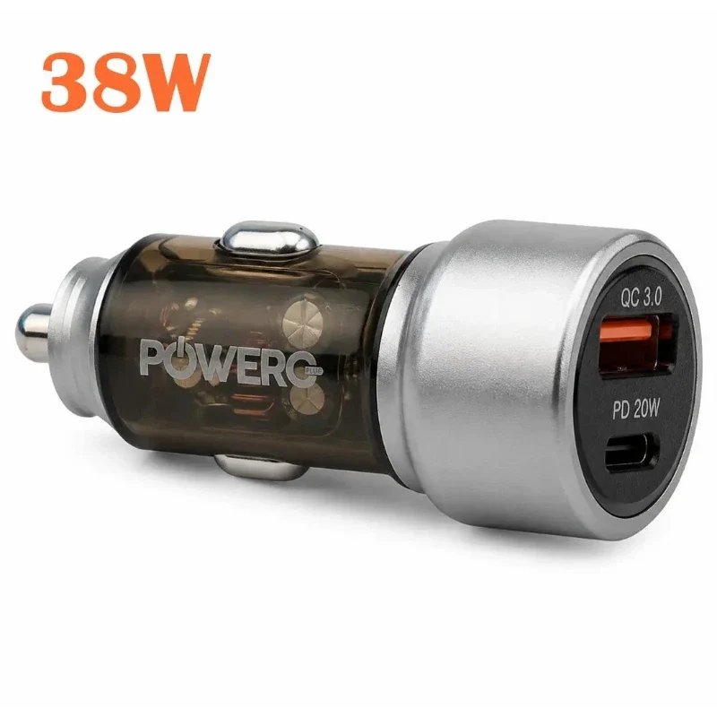 Powero+ Crysta Dual Port Car charger 38W - Silver