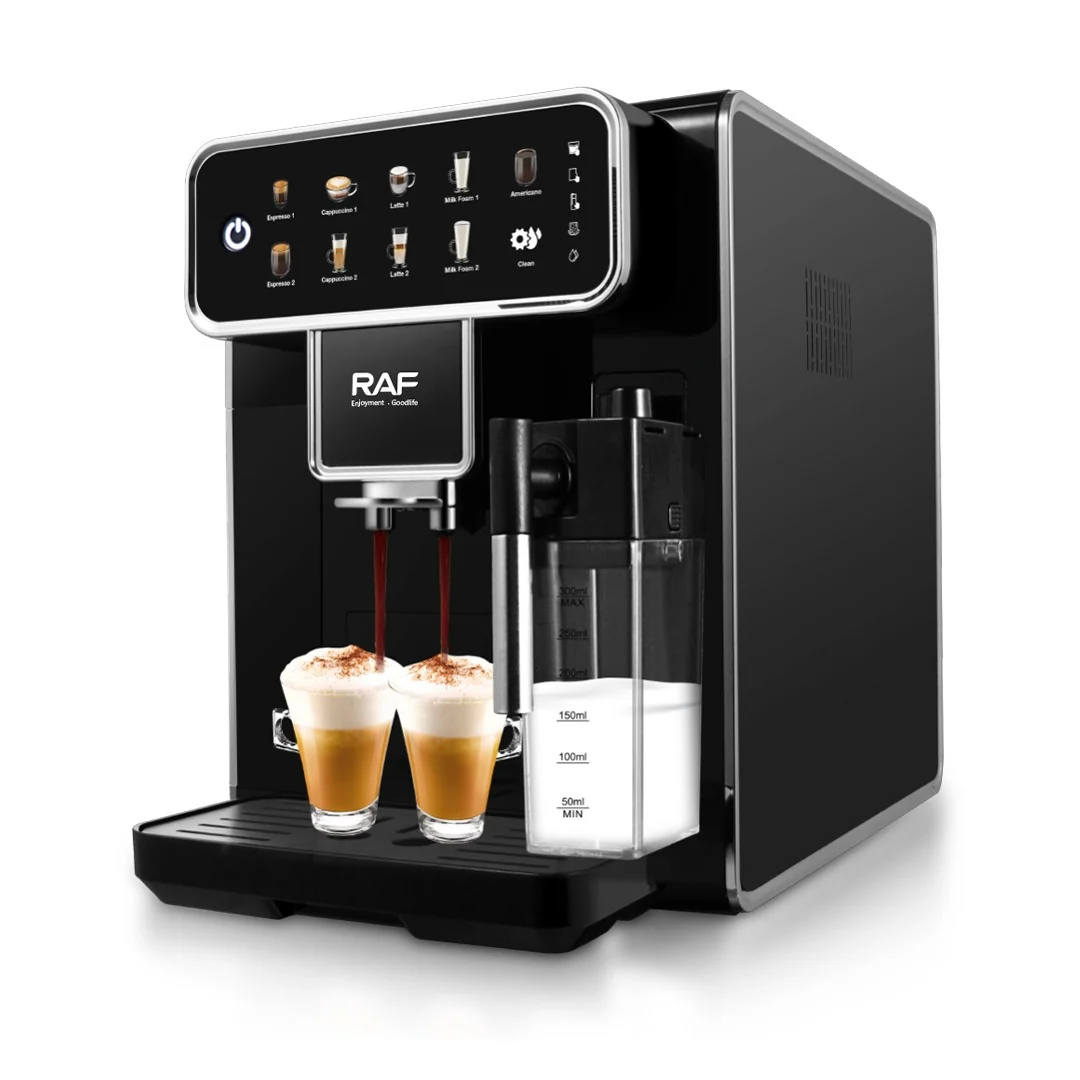 RAF 1.5L Fully Automatic Coffee Machine with Steam Milk Frother and Latte Art DIY - 1350W