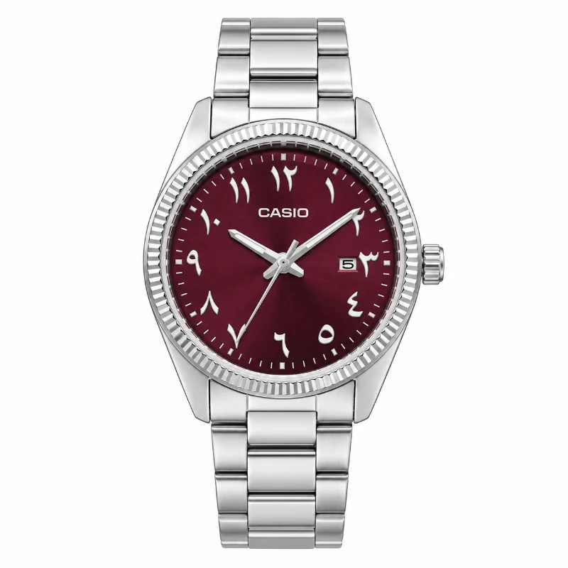 [Ltp1302-4A] Casio Burgundy Arabic Numeral Custom Ladies Watch LTP-1302-4A