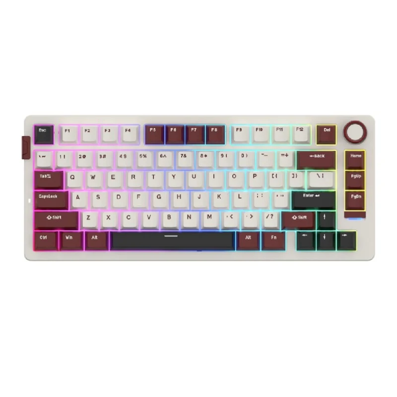[510370] Sades Phantom Wolf 75 Ultra Compact 75% Tri Mode connection Mechanical Keyboard With Premium Aluminum Knob - Bordeaux Red