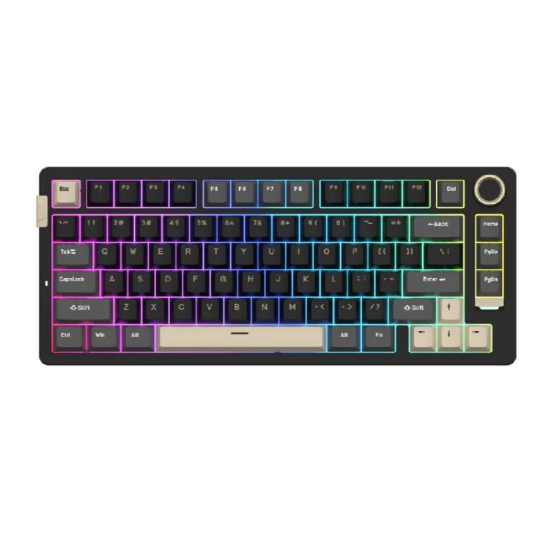 [510369] Sades Phantom Wolf 75 Ultra Compact 75% Tri Mode connection Mechanical Keyboard With Premium Aluminum Knob - Black