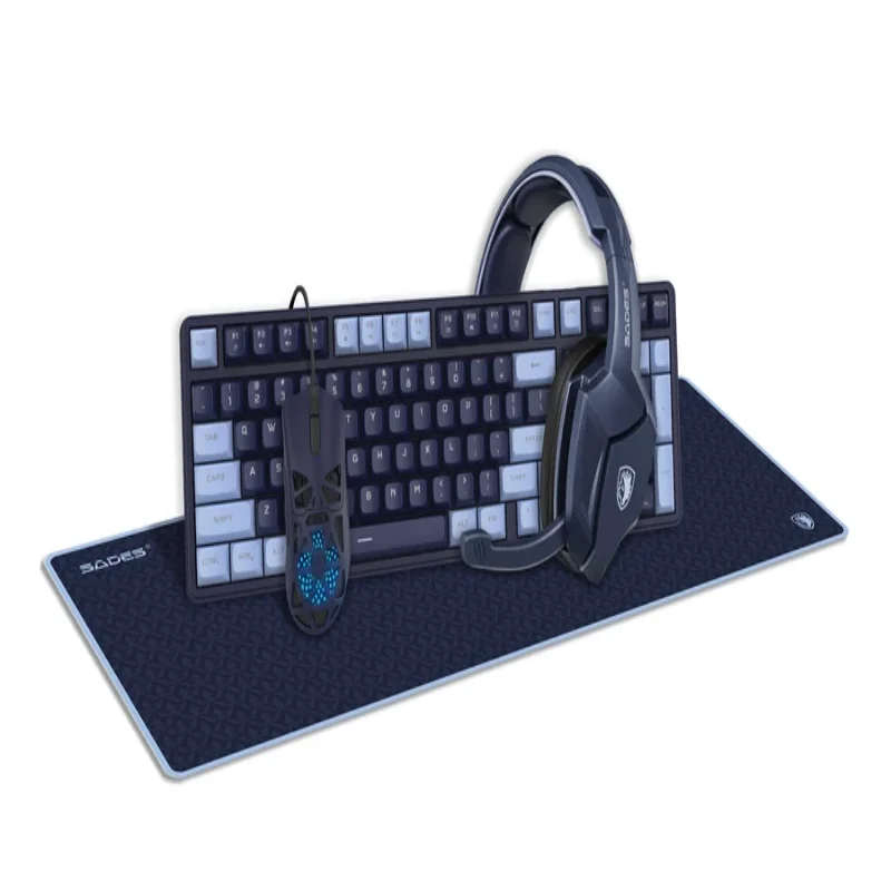 [508630] Sades Obsidian Arsenal SA-D20 4 in 1 Gaming Combo (Headset, Keyboard, Mouse & Mousepad) - Blue