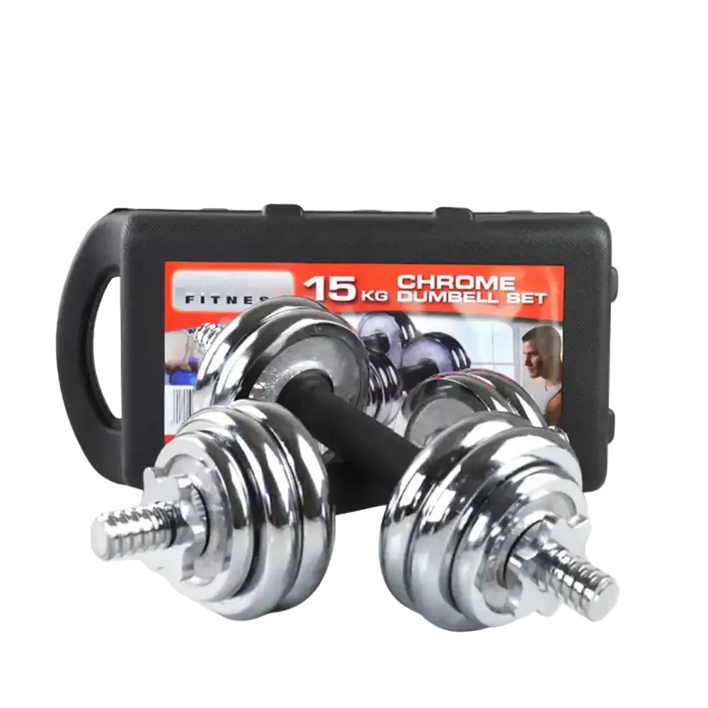 [UMSD15] 15KG Adjustable Chrome Dumbbell Weight Set with Carrying Case