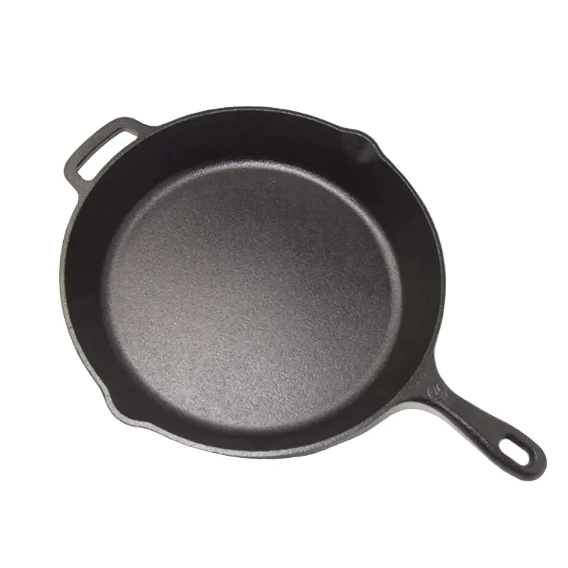 Westinghouse 30 cm Pre-Seasoned Cast Iron Skillet with Helper Handle and Pour Spouts – Black