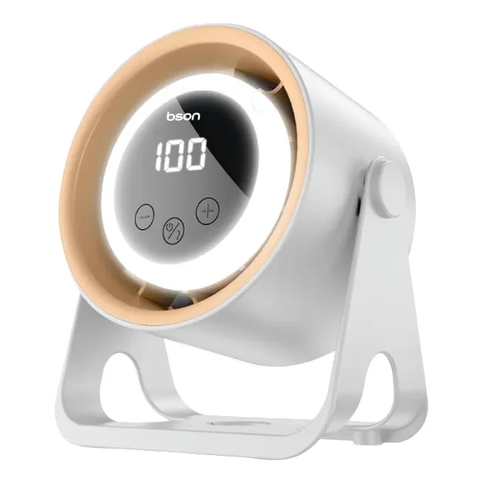 [FN003] BSON HALO Breeze desktop fan - Bson Halo Breeze Desktop Fan, 2 in 1 Cooling Fan & Atmosphere Night Light, Silent Operation with 5 Wind Speed Settings, LED Digital Display Screen, & 360° Rotation, Supports Wall Mounting & Hanging
