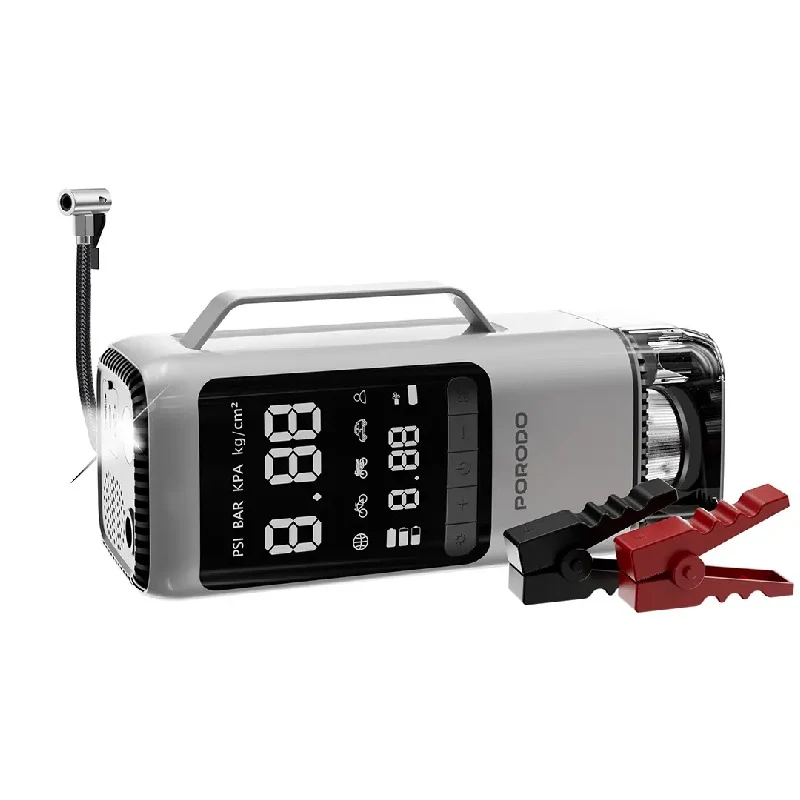 [PDPBFCH091BKGR] Porodo 6-in-1 Multi-Function Power Tool, Jump Starter, Air Compressor, Power Bank - Black Gray