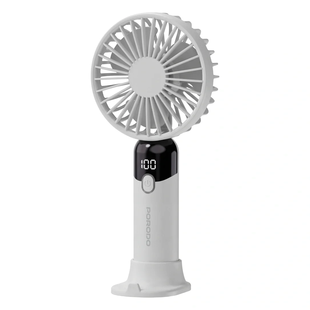 [PDLFSTZH13WH] Porodo Lifestyle Chillo Air Portable Handheld Fan With 2-in-1 Detachable Base & Phone Stand (White)