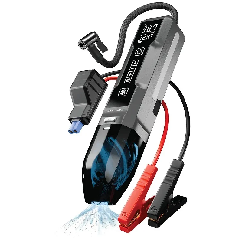 [PDJS41BK] Porodo Ignatov Jump Starter & Air Pump with Handheld Vacuum & USB-C Recharge - Black