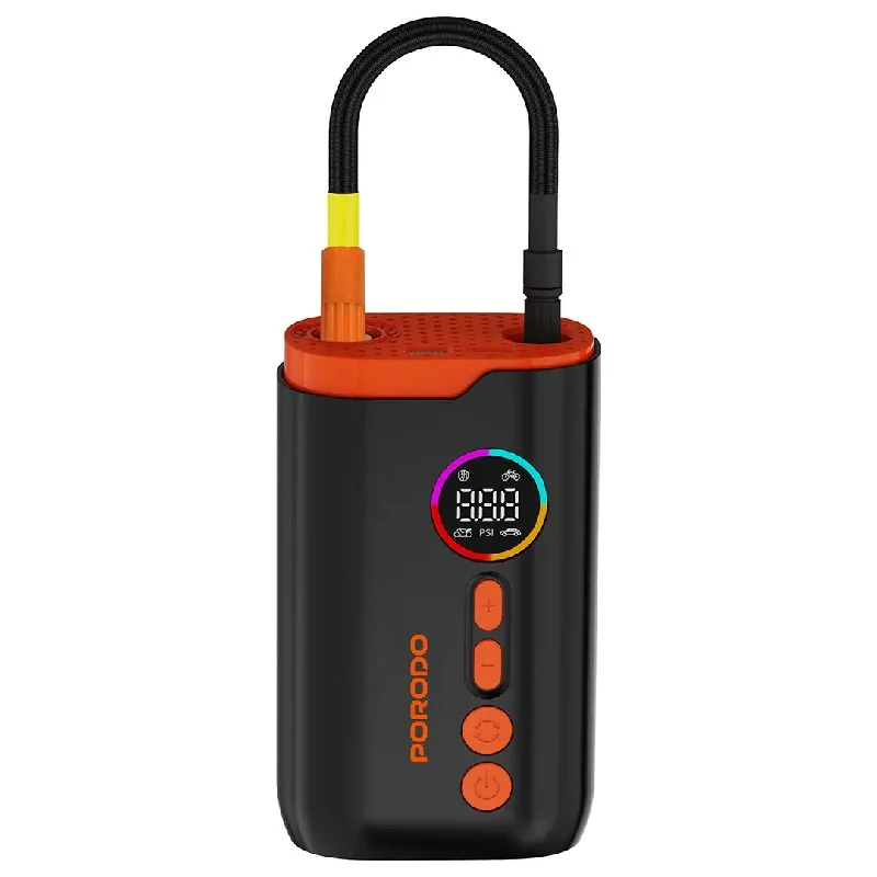 [PD-LFST181-BK] Porodo Lifestyle 55W Portable Tire Inflator 150 PSI with 4 Modes and Digital Display - Black