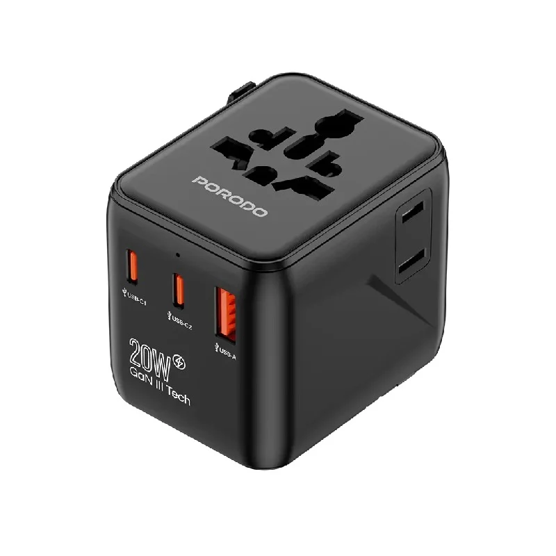 [PD-FWCH053-BK] Porodo Universal Travel GaN Quick Charger - Black