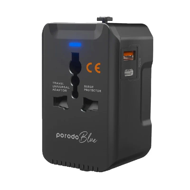 [PB-PD20UTA-BK] Porodo Blue PD 20W Travel Adapter - Black