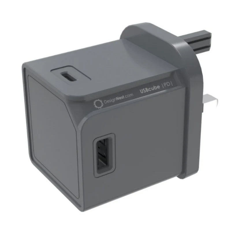 [DH1250GY/UKPD65] Allocacoc USB Cube Original PD GaN 65W - UK, Grey