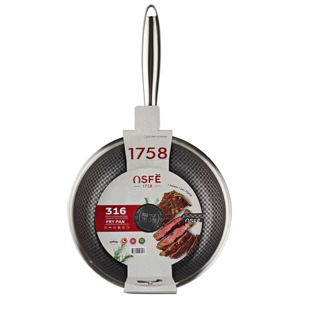[OS-SSF26] OSFE Fry Pan 3 Layers Stainless Steel, Tri-Ply Construction - 26 cm