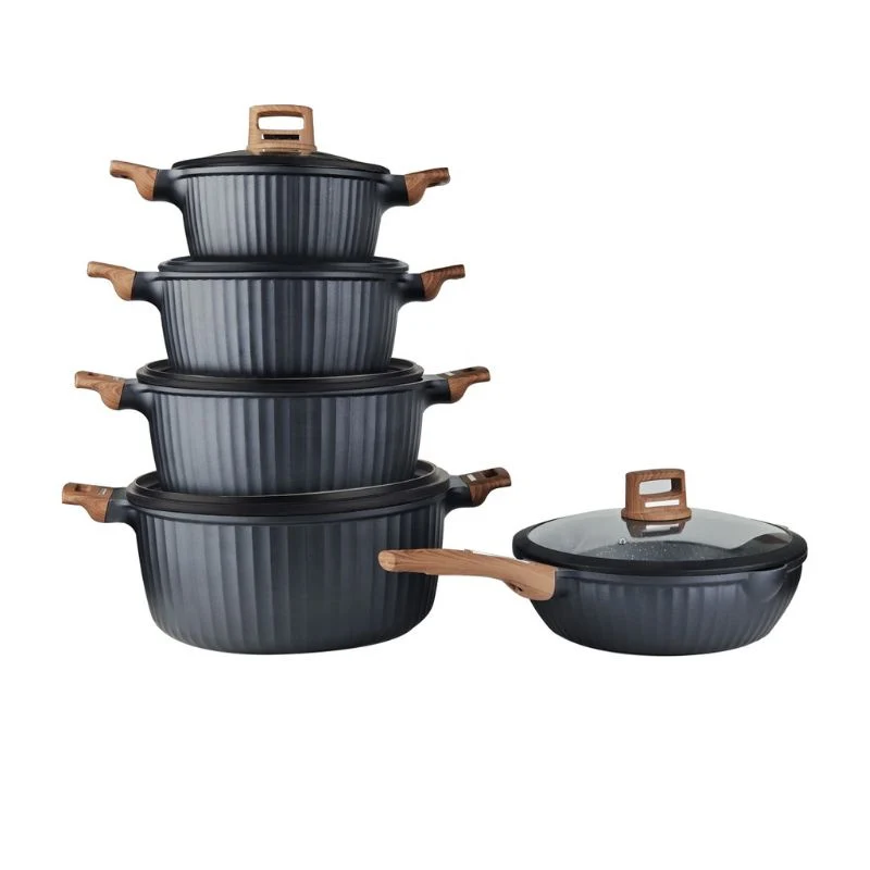 [OSFE-110] OSFE Granite Cookware Set 12 Pcs (32, 28, 24, 20 cm Casserole, 28 cm Pan, 2 Pcs Silicone Kitchen Tools)