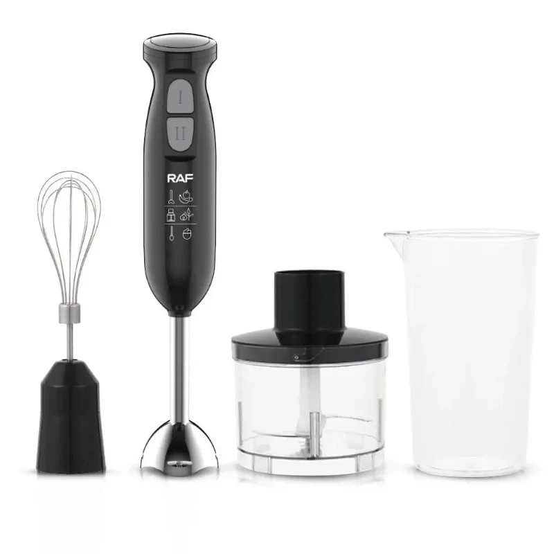 RAF 4-in-1 Hand Blender, Chopper, Whisk & Mixer with Dual Speed Control & 600ml Jar - 340W