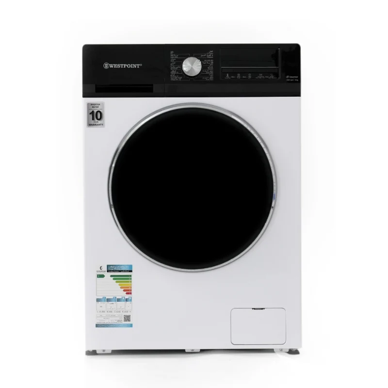 Westpoint 9Kg Front Load Washing Machine Inverter 1400 RPM, 16 Programs – White (WPWMT-914A25.D)