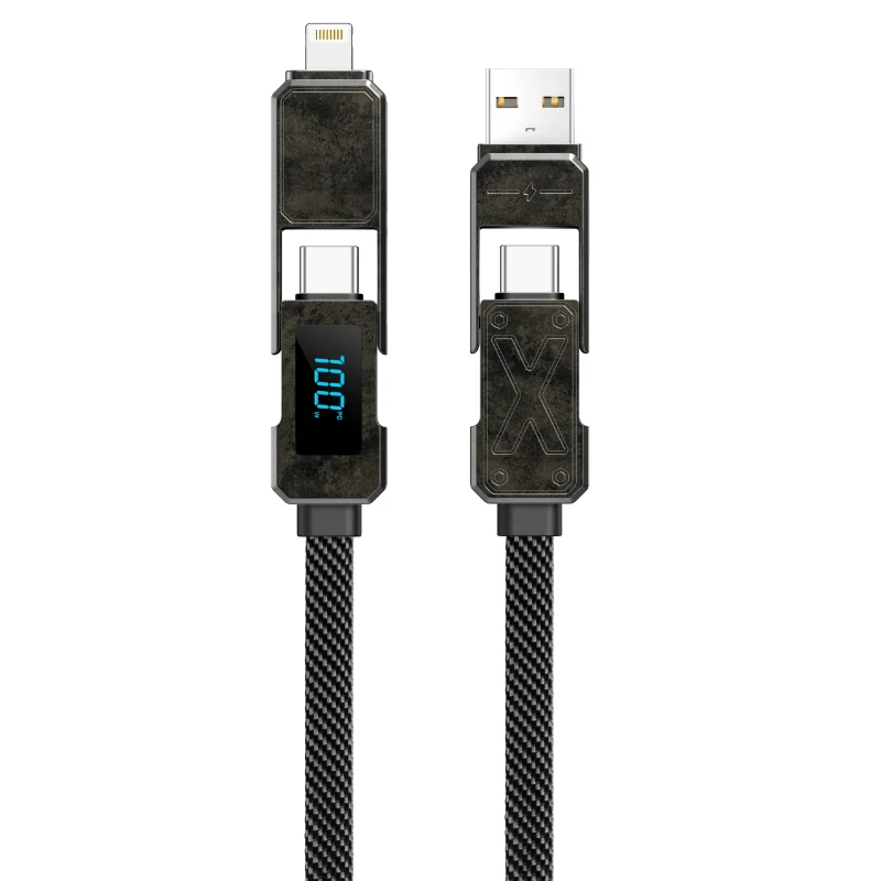 WiWU Titan 100W Fast Charging Cable 15cm – USB to Type-C & Type-C to Lightning Short Cable