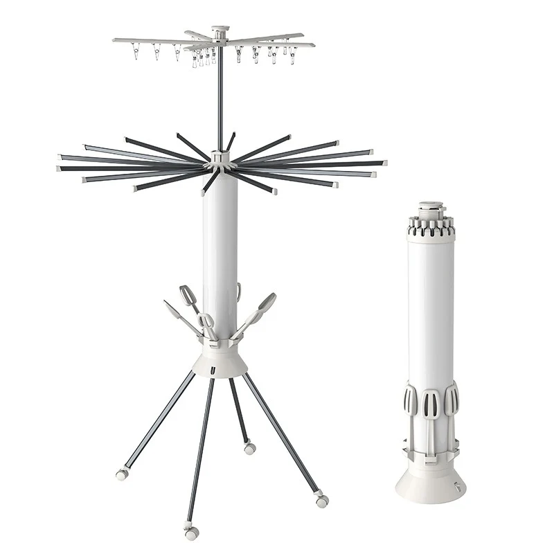 Premium Octopus Folding Clothes Drying Rack with Adjustable Multi-Layer Hangers, Aluminium Alloy Frame & Universal Wheels