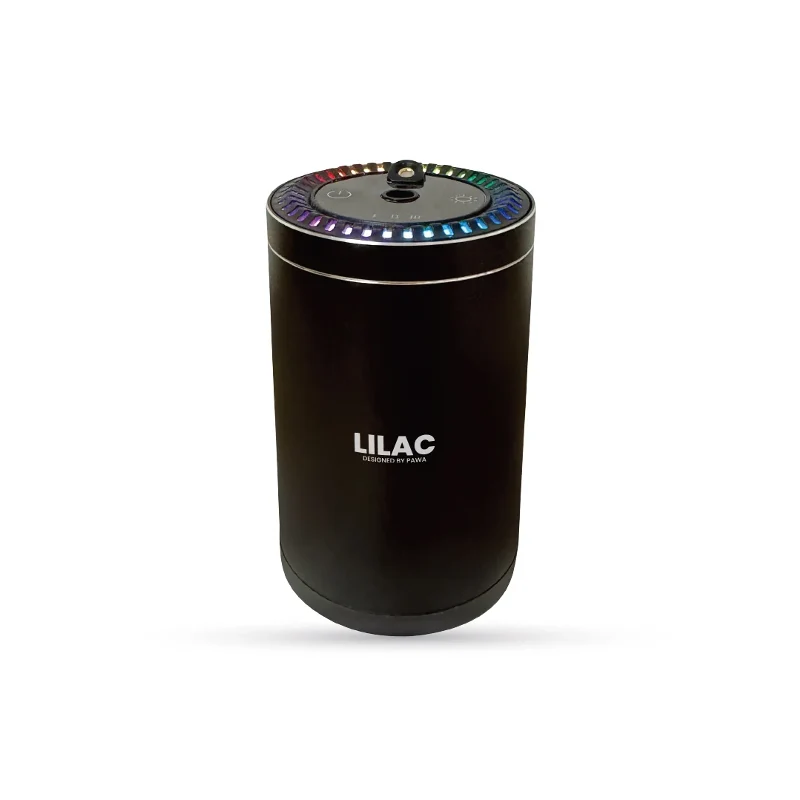 Pawa, Lilac Aroma Diffuser with Starry Light - Black