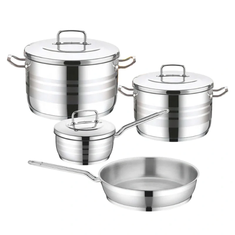 Saflon Stainless Steel Premium Cookware Set 7 Pieces Pots 20+24 + Frypan 24 cm + Saucepan 18 cm With Lid