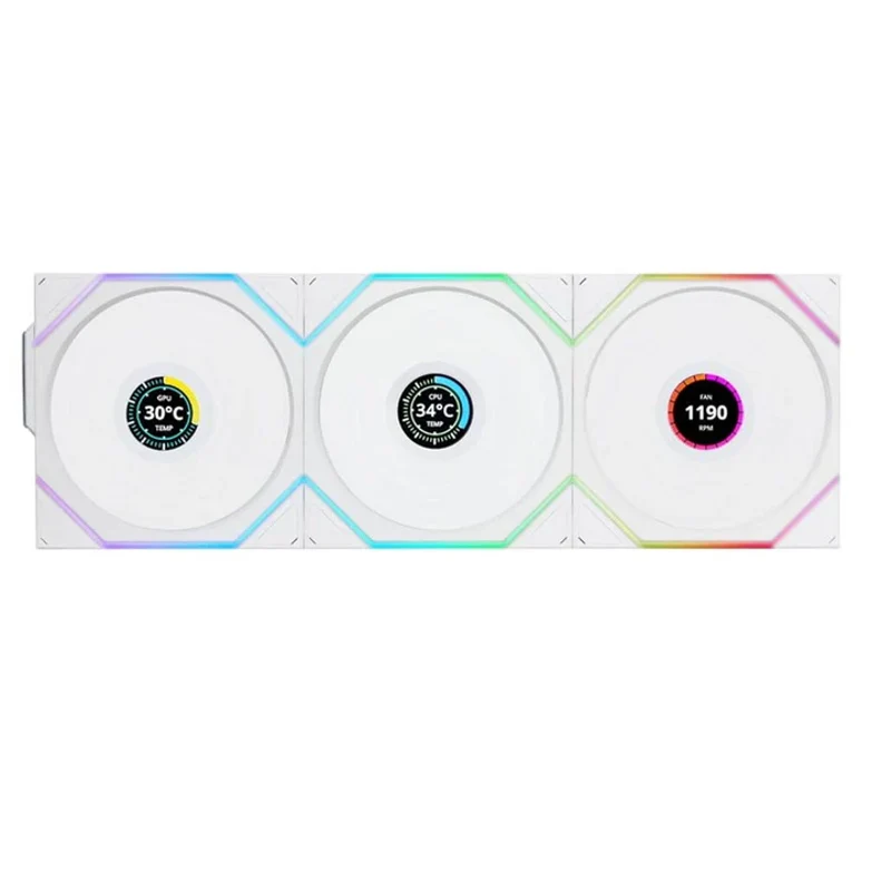 LIAN LI, UNI FAN TL Wireless LCD Reverse Blade 120mm ARGB Case Fans with 1.6” LCD Screen (3 Pack)