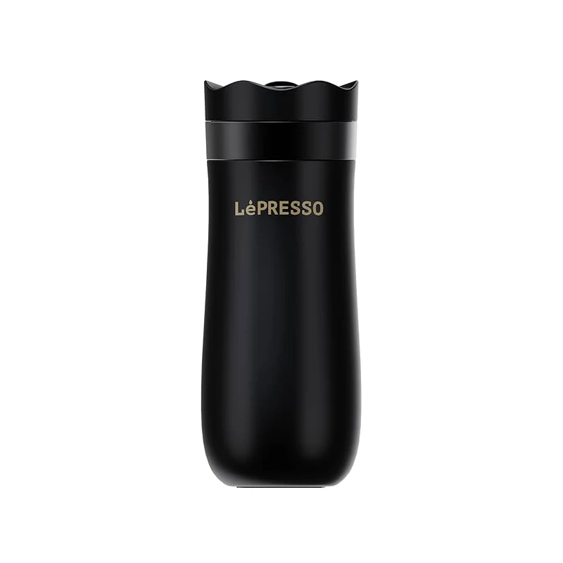 LePresso Insulated Mug with French Press - Black