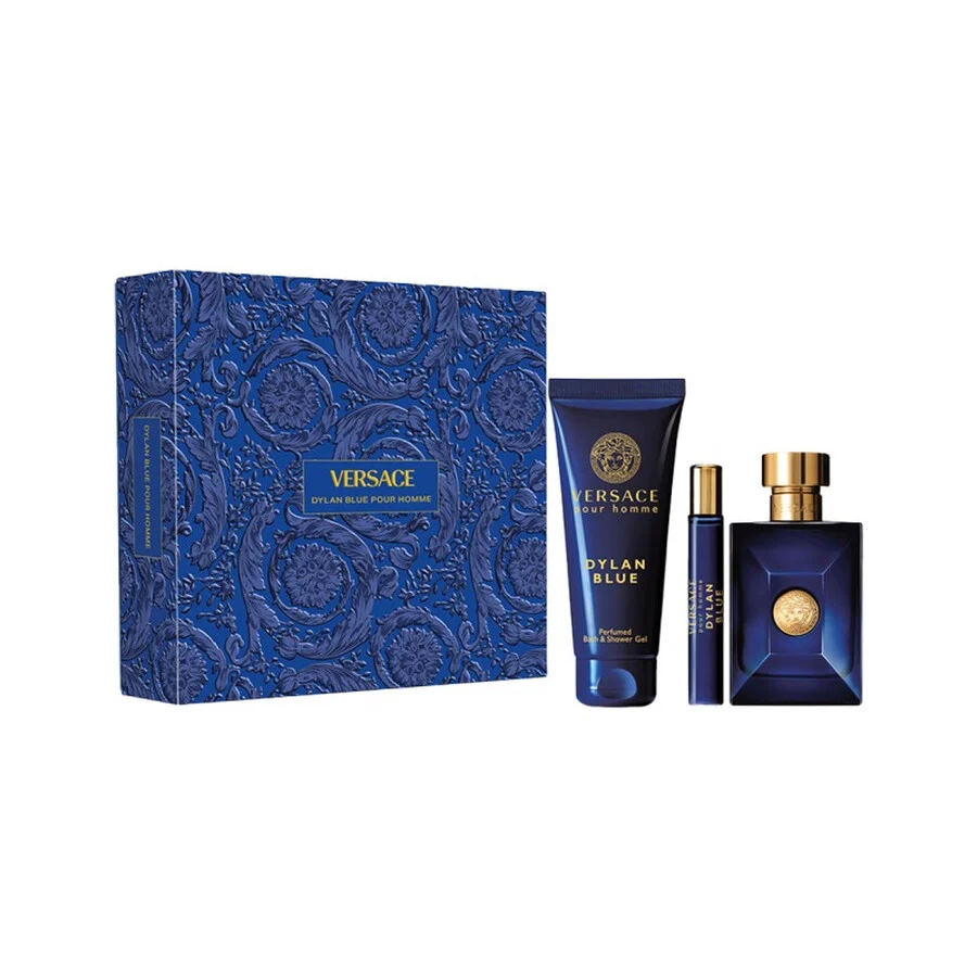 Versace Dylan Blue Pour Homme Edt Gift Set (100Ml Perfume + 10Ml Travel Spray + 150Ml Shower Gel)