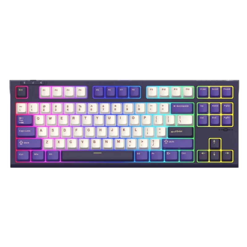 Sades Bate Wolf MK87 87 Key TKL (Tenkeyless) Tri Mode Mechanical Hot Swappable Keyboard With Immersive RGB Lighting - Blackberry Mousse (Purple)