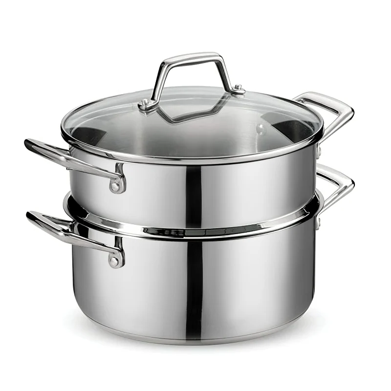 Osfe 28cm Stainless Steel Casserole with T-Glass Lid & Steamer Basket