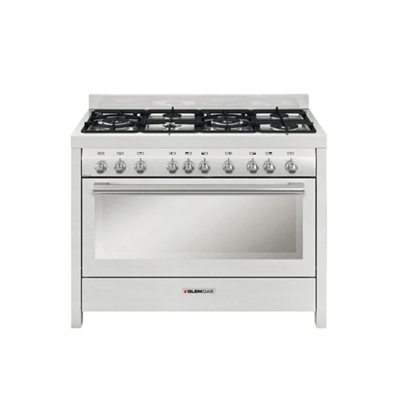 Glemgas 6 Burner Gas Cooker 120x60cm with Double Turbo Fan, Grill & Safety System - Stainless Steel
