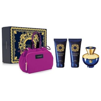 VERSACE DYLAN BLUE POUR FEMME EDP GIFT SET (100ML PERFUME + 100ML BODY LOTION + 100ML BATH & SHOWER GEL + BAG)